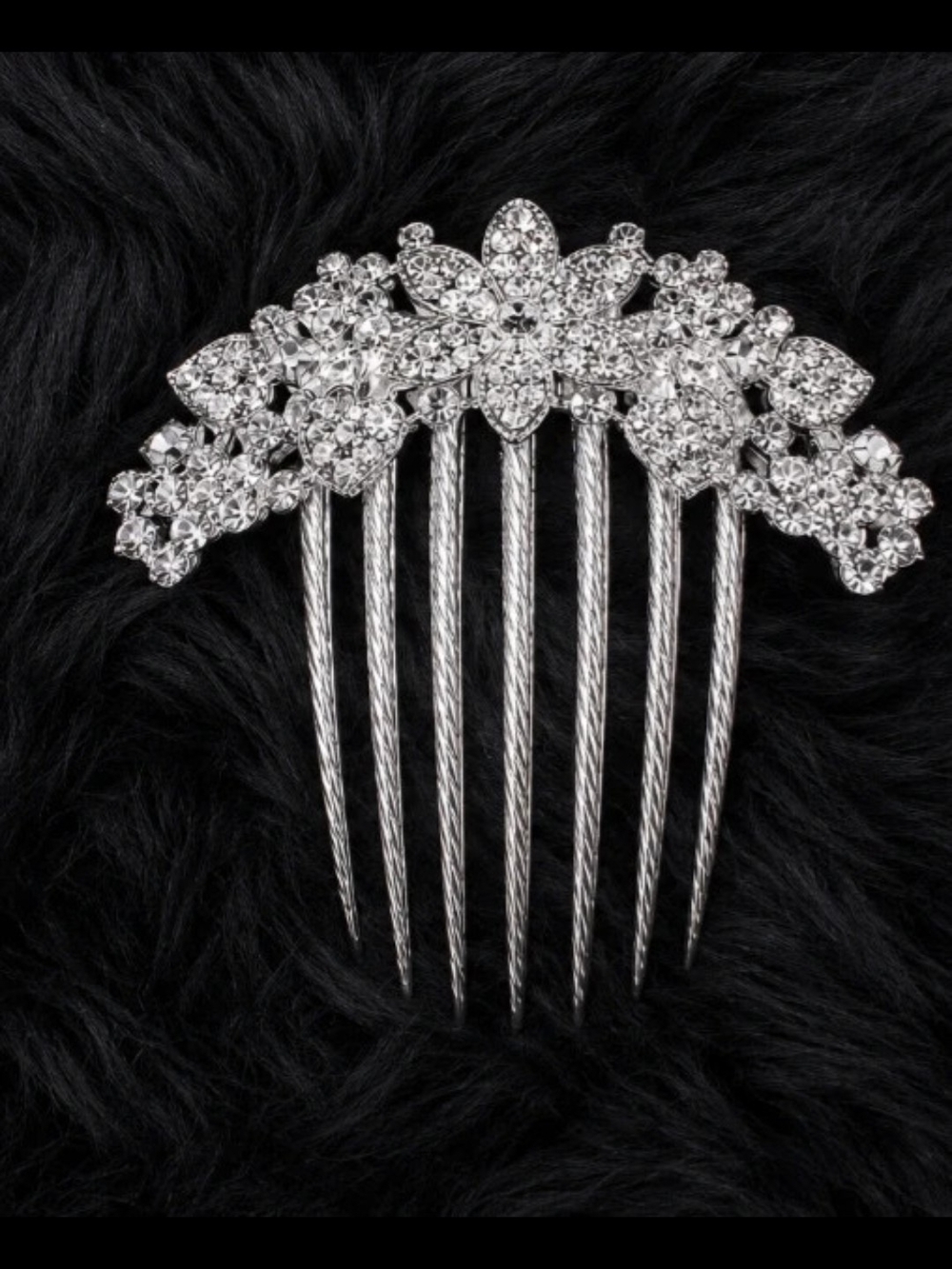Crystal Floral Hair Comb - Silver Sparkle